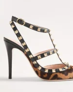 Valentino Rockstud Pumps With Straps In Pony-Effect Calfskin 100Mm - Image 2